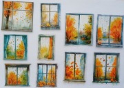 naklejki 10 szt okna jesienne deszcz scrapbooking
