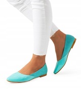 Niebieskie baleriny damskie lakierowane eko skóra wsuwane rozmiar 39