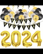 Zestaw 41szt dekoracji na sylwestra złote!