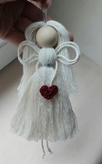Anioł makrama z sercem, ręcznie robiony, handmade 