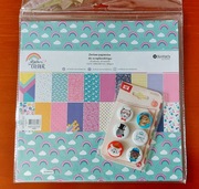 Scrapbooking: blok papierów 30x30 + badziki (bradsy) - wiosna, lato