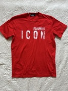 Dsquared2 L koszulka ICON red czerwona t-shity męski jak nowy cotton