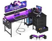 Biurko narożne ODK LED L 140 cm 4 szuflady