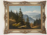Olej na płótnie. Ludwik Muninger. Pejzaż góry.