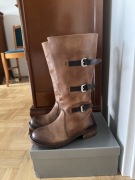 Kozaki damskie Venezia 37 skóra naturalna brązowe ze sprzączkami z boku