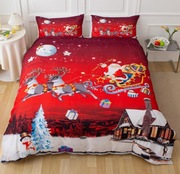 Pościel Świąteczna 200x200 cm Mikołaj Renifery