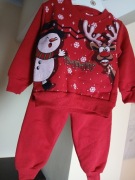 Komplet dresowy dziecięcy czerwony na święta renifer bałwan r. 2lata