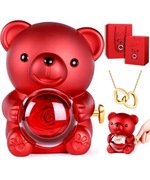 Pudełko prezentowane dla ukochanej na biżuterię miś obrotowy wieczna róża 