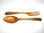 Sztućce Do Serwowania Sałatek. Róg Bawoli .Antyk XIX /XX wiek.