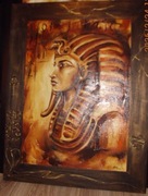 Tutanchamon obraz olejny na płótnie z ramą duży dlugość 86cm.szer.67cm