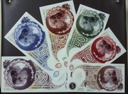 Argentyna Eva Peron zestaw banknotów  projekty.
