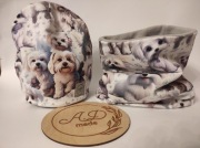 Komplet czapka komin Pieski psy Shihtzu bawełniany