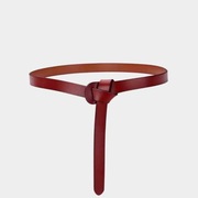 Damski pasek ze skóry naturalnej, elegancki i modny dodatek, bordowy