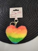 Brelok breloczek serce tęcza