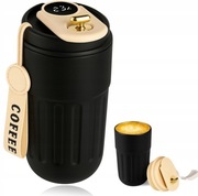 Czarny KUBEK TERMICZNY 450ml TERMOS na herbatę kawę WYŚWIETLACZ LCD+ Opaska