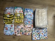 Zestaw Pieluszki Pieluchy Wielorazowe Otulacz oraz wkłady bambusowe 