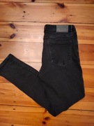 DENIM C.O. PRIMARK W 34 L 32 SLIM CZARNE JEANSY Z PRZETARCIAMI GUMY