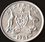 AUSTRALIA srebro - 6 Pensów - 1961 r.