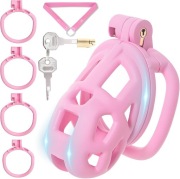 Różowy lekki pas cnoty, chastity 4 oringi + pasek podtrzymujący