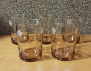 Zdobione szklanki 5 sztuk PRL
