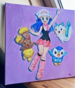 Obraz na płótnie. Akryl. 30x30cm (Pokemon.Piplup, Buneary, Pachirisu.)