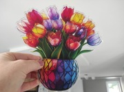 Nowy witraż witrażyk dekoracja okienna bukiet tulipan