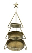 Stojak metalowy choinka 3 patery retro złota patyna 76cm