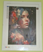 Ręcznie Wykonany Obraz DIAMOND PAINTING Kobieta Kwiaty 30x40 Gotowy!