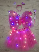 Świecący zestaw strój wróżki motylka 4elementy nowy 