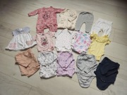 Zestaw ubranek 62 dla dziewczynki | 14 sztuk | Sukienka, Body, Pajace 