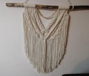 Makrama na ścianę, na gałęzi, naturalna