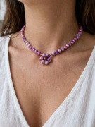 Naszyjnik jaspis cesarski kamień naturalny kwiatek