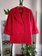 Piękny czerwony płaszcz 80% wełna owcza oversize wool