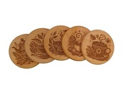 PODKŁADKA POD KUBEK SZKLANKĘ DREWNIANA BUKOWA 10CM ZESTAW 5 SZT.