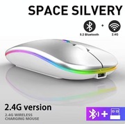 Mysz bezprzewodowa RGB z akumulatorem, 3600 dpi, srebrna