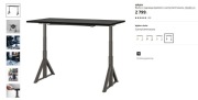 IDASEN Biurko z regulacją wysokości,czarny/ciemnoszary160x80+RISSALA - NOWE