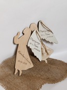 Drewniana Zawieszka Aniołek dla gości na wesele chrzest komunię