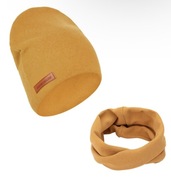 Musztardowy komplet czapka i komin