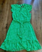DKNY__Zwiewna zielona sukienka falbany__36/S   NIETRAFIONY ZAKUP
