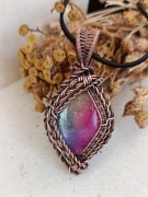 Kwarc Solarny. Wisiorek z kamieniem naturalnym (dobarwianym) Rękodzieło 