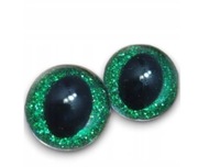 Oczy oczka 15mm do maskotek Zielone Para, kota, brokatowe
