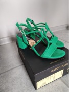 Nowe piękne sandały na obcasie marki Marco Tozzi r. 36 butelkowa zieleń