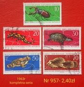 Znaczki fauna:957: gady, płazy, owady, ssaki- DDR/NRD 1963r 