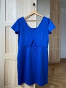 Niebieska, chabrowa sukienka z wycięciem na plecach, rozmiar M