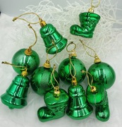 Bombki zawieszki choinkowe - zestaw zielony - 10 sztuk