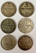 Rosja, Mikołaj II - 6x 10 Kopiejek 1907-1916, srebro