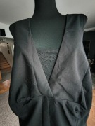 Czarna sukienka z stawką koronkową mała czarna Warehouse rozmiar 12