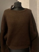 ZARA gruby krótki sweter oversize brązowy czekoladowy