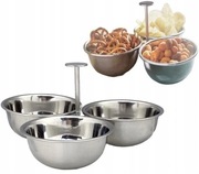 Zestaw Miski do Przekąsek Dipów Sosów 3x Miseczki + Stojak Stal Nierdzewna
