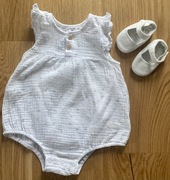 Sinsay fox&bunny muślinowy rampers 80 cm + buciki niechodki mayoral